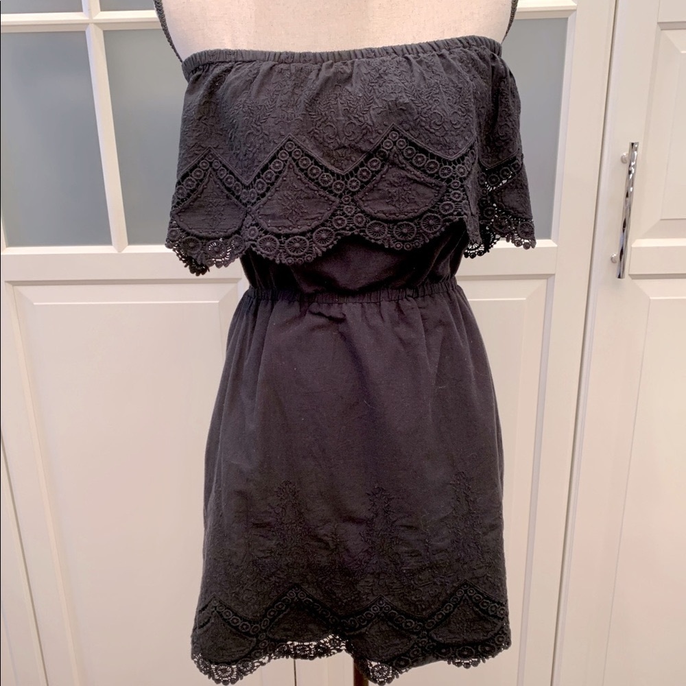 Kensie crocheted scallop edge off shoulder dress